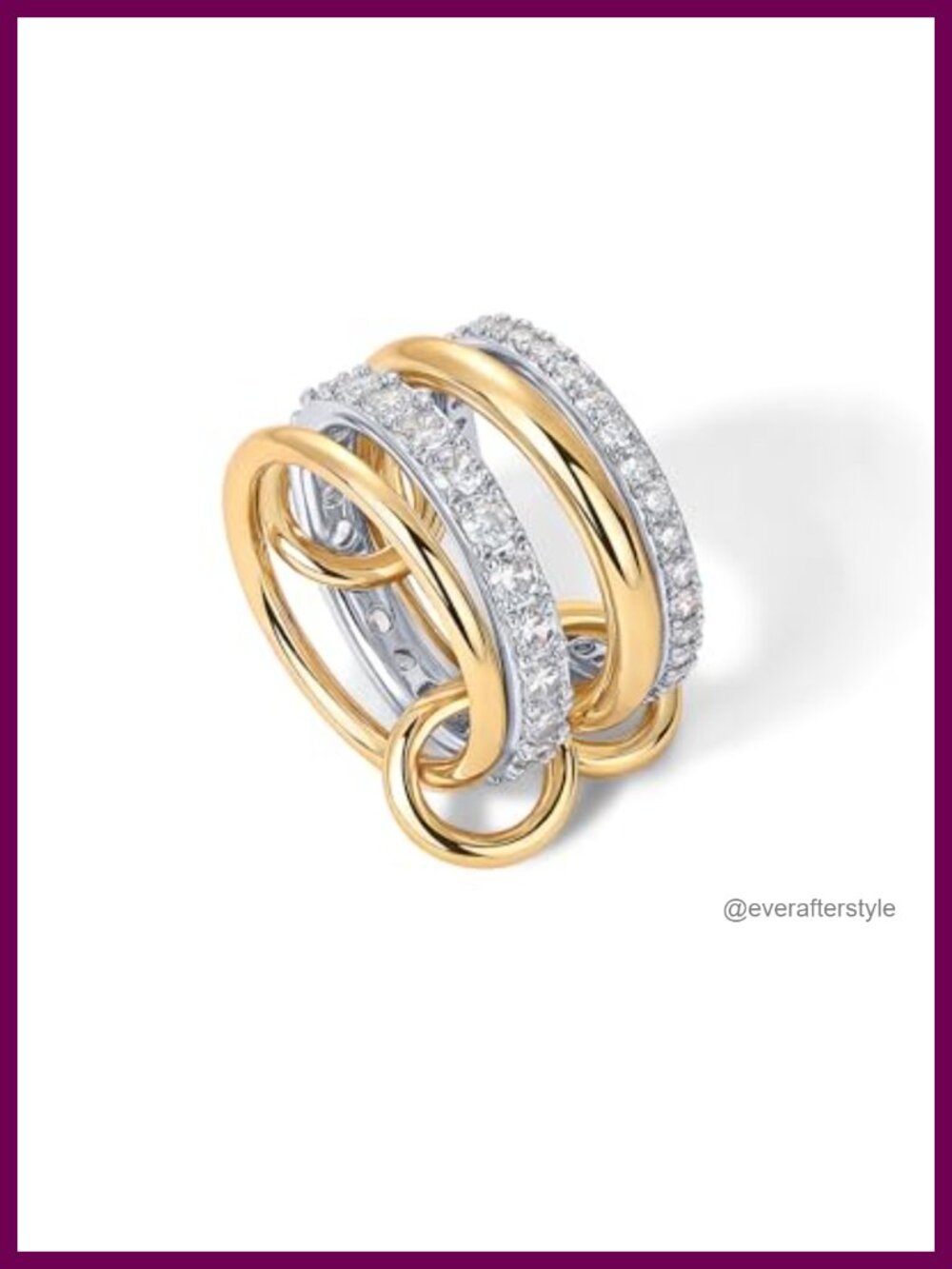 14K Gold Plated Interlocked Stackable Rings CZ Hypoallergenic Set - Picture 2 of 6